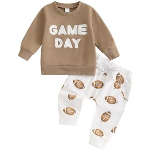 Baby Boy Football Outfit Game Day Sweatshirt Football Long Pants Fall Clothes