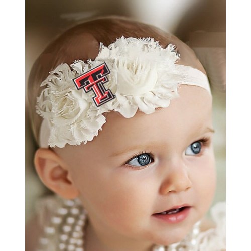 Texas Tech Red Raider Baby/ Toddler Shabby Flower Hair Bow Headband