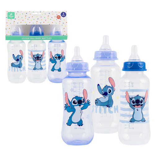 Disney Baby Stitch Baby Bottles - 10oz - 3 Pack - BPA Free - Assorted