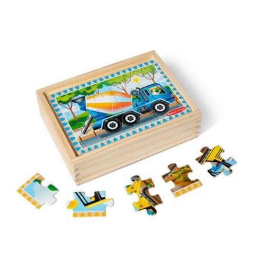 Melissa & Doug Construction Vehicles 4-in-1 Wooden Jigsaw Puzzles (48pc)