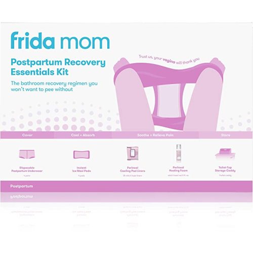 FridaBaby Mom Postpartum Recovery Essentials Kit | Disposable Underwear, Ice Maxi Absorbency Pads, Cooling Witch Hazel Medicated Pad Liners, Perineal Medicated Healing Foam (11Piece Set) - Postpartum Recovery Essentials Kit  Only