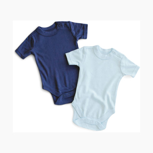 Goumi Kids x Babylist Bamboo & Organic Cotton Short Sleeve Bodysuit (2 Pack) - Sky + Indigo, 0-3M