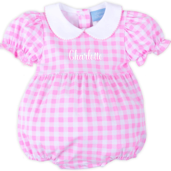Riley Gingham Knit Bubble Pink