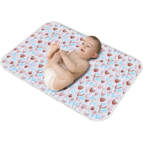 Baby Diaper Changing Pad, 21 5/8" x 31.5" Waterproof Changing Pad Liners - Reusable Soft and Absorbent Portable Changing Mat(Tulip1PCS)