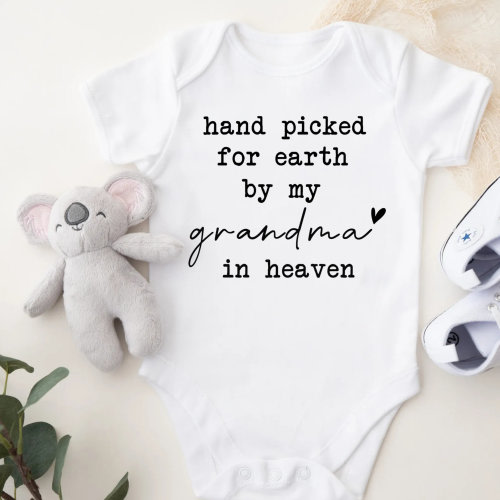 Personalized Baby Onesie®-Hand picked for earth by my grandma in heaven Onesie®-Baby Clothes bodysuit-Cute baby shower gift-Memorial Onesie®
