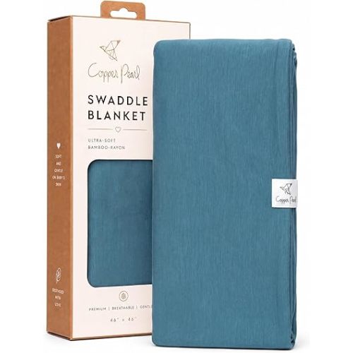 Copper Pearl Swaddle Blankets for Newborns | Soft Stretchy Receiving Blankets for Boys and Girls | Large 46 x 46 Inch Baby Blankets | Lightweight and Breathable Swaddles | Steel