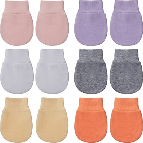 Geyoga 6 Pairs Newborn Baby Mittens No Scratch Gloves Infant Toddler Anti Scratch Essentials Unisex for 3-9 Months Girls Boys