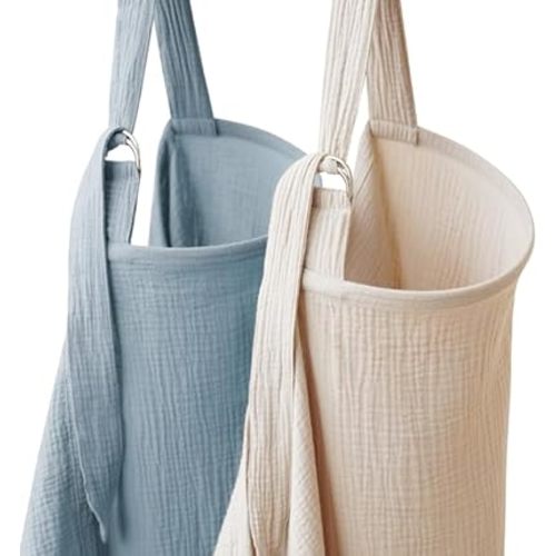 2 Pack Muslin Nursing Cover for Breastfeeding, Soft & Breathable 100% Cotton Breastfeeding Cover up with Adjustable Neck Strap, Multi-use Nursing Apron & Baby Carseat Canopy (Blue)