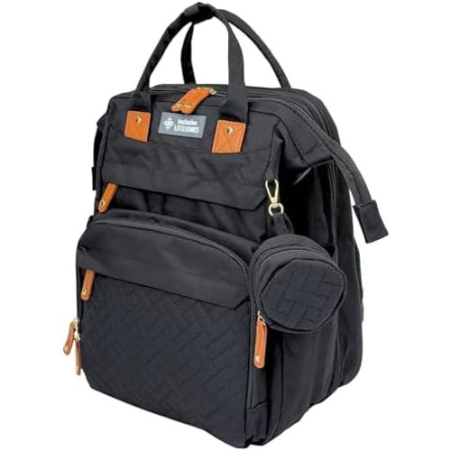 Diaper Backpack with Changing Station – Black Baby Bag with Reusable Wipes Pouch & Waterproof Pacifier Holder – Perfect for Boys & Girls