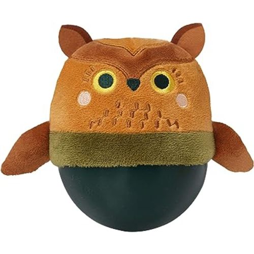 Manhattan Toy Wobbly Bobbly Owl Weighted, Soft Silicone Wobble Ball with Embroidered Plush Baby & Toddler Toy