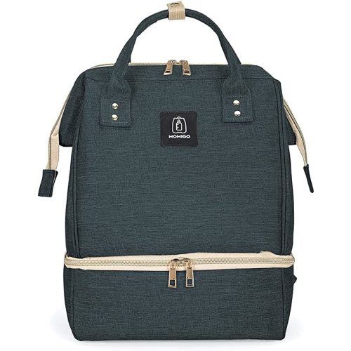 MOMIGO Breast Pump Backpack - Cooler and Moistureproof Bag Double Layer for Mother Outdoor Working Backpack with USB Charging Port, Large (Blue)