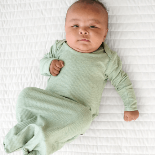 Sage Ribbed Infant Gown - Little Sleepies