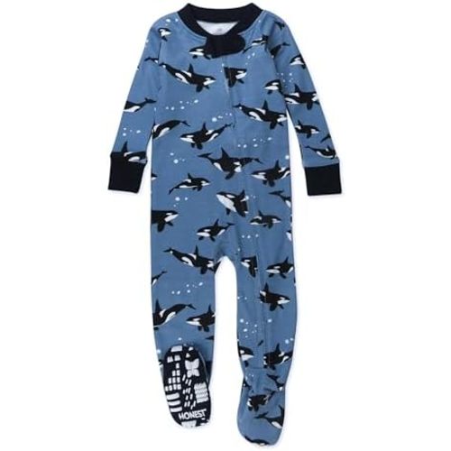 HonestBaby Non-Slip Footed Pajamas One-Piece Sleeper Zip-Front Pjs 100% Organic Cotton for Baby Boys