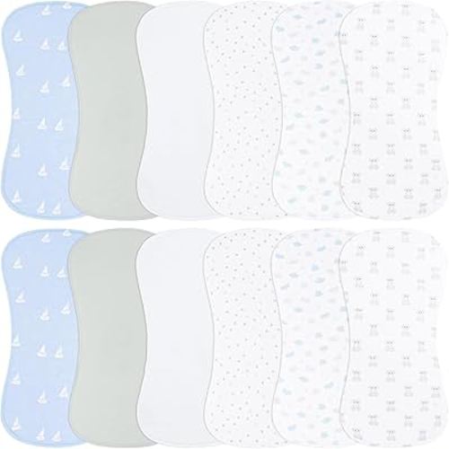 Baby Burp Cloths Large Size 3-Layers Thicken 100% Cotton Super Absorbent and Soft Baby Spit Up Burping Rags Baby Burp Cloth Set for Girls 12 Pack