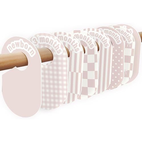 lethooly 8 Pack Baby Closet Dividers – Pure Green Nursery Organizer for Baby Clothes 0-24 Months, Closet Size Markers, Baby Clothing Organizer for Nursery (Mauve)