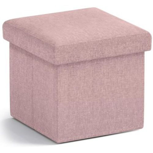 Ornavo Home Collapsible Square Small Storage Ottoman - Pink - 12 Inch
