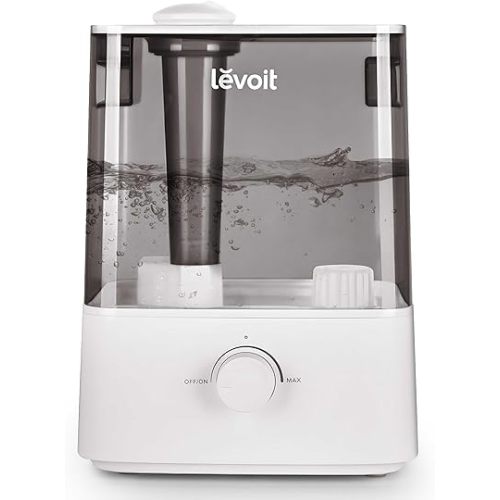 LEVOIT Classic300 Ultrasonic Top Fill Humidifier, Extra Large 6L Tank Last 60-Hour - Super Quiet, Easy to Use and Clean, 360° Rotation Nozzle, Simple Knob Control, Handle, Auto Shut Off, Gray