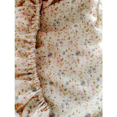 Cottagecore Muslin Fitted Crib Sheet: Handmade Organic Cotton Flowers Bedding