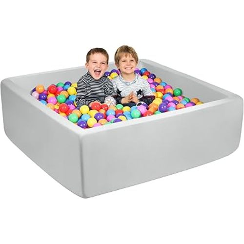 Foam Ball Pit for Toddlers - CALEPTONG 47.2 Inch Large Square Ball Pit for Kids, 2.7 Inch Extra Thick Baby Ball Pit, Soft Ball Pool Without Balls, Indoor and Outdoor Playpen for Boy Girls