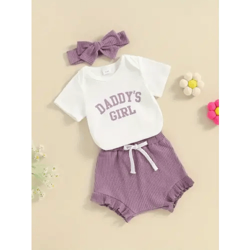 baby girls shorts set short sleeve letters print romper - Temu