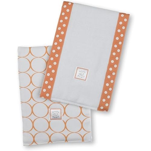 SwaddleDesigns Baby Burpies, Set of 2 Cotton Burp Cloths, Orange Mod Circles