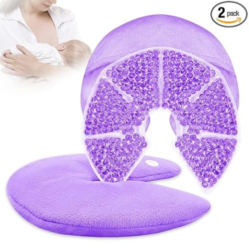 Hot Cold Gel Bead Breast Therapy Pack,Breast Ice Packs for Breastfeeding,Relief for Breastfeeding,Nursing Pain, Mastitis,Engorgement,Plugged Ducts, Boost Milk Let-Down & Production (#42 Purple)