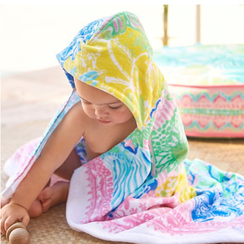 Lilly Pulitzer Cheek to Cheek Baby Beach Hooded Towel UPF 50+