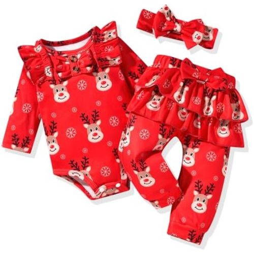 Aalizzwell Preemie Newborn Infant Baby Girls Clothes Ribbed Bodysuit Pants Set Fall Winter Outfits