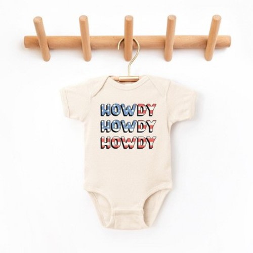 The Juniper Shop Howdy Flag Stacked Baby Bodysuit, Color: Natural, Size: 6 months