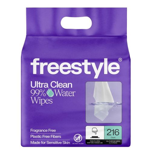 Freestyle Ultra Clean 99% Water Unscented Baby Wipes for Sensitive Skin - Flip Top Pouch Packs - 216 ct