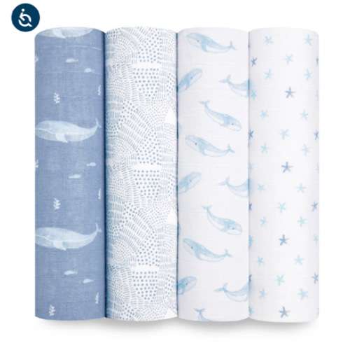 aden + anais | Oceanic Organic Muslin Swaddle Blanket 4pk