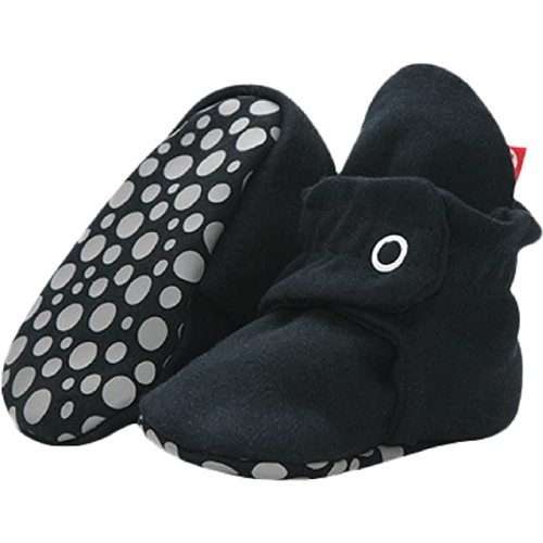 Zutano Unisex Organic Cotton Baby Booties With Gripper Soles, Soft Sole Stay-on Baby Shoes - 3 Months - Black
