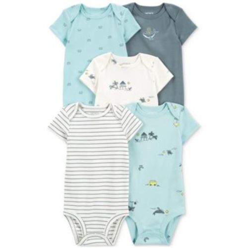 Baby Boys Cotton Short-Sleeve Bodysuits, Pack of 5