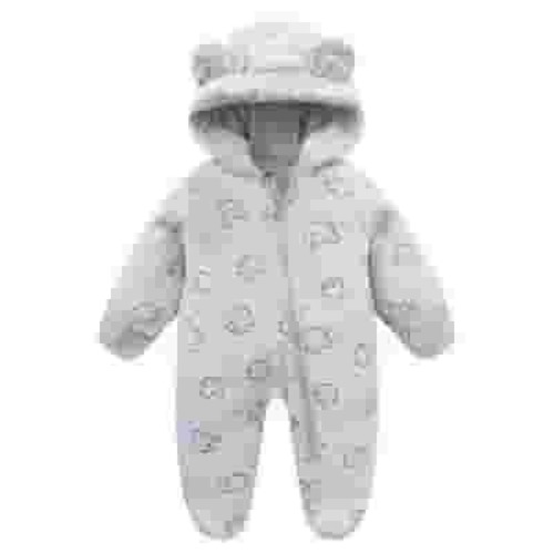 Baby Boy Romper Baby Onesies Soft Snowsuit Coat Bear Suit Fleece Warm Spring Infant Boy Clothes One Piece Jumpsuit Grey 0-3 Months