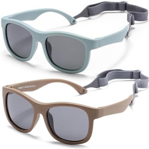 HJSTES Polarized Baby Sunglasses for Toddler Boys Girls, TPEE Flexible Frame with Strap, for Infant Age 0-3