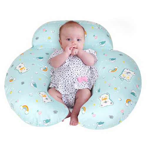 AMASKY Nursing Pillow, Plus Size Ergonomic Design, Breastfeeding Pillows Support for Mom and Baby, Removable Cotton Cover, Machine Washable, Cambridge Blue