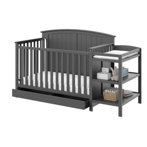 Storkcraft Steveston 4-in-1 Convertible Crib And Changer With Drawer - Gray