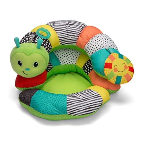 Infantino Prop-A-Pillar Tummy Time & Seated Support, Baby Floor Seat for Tummy Time & Early Sitting, Soft, Supportive, Engaging Toys, Caterpillar