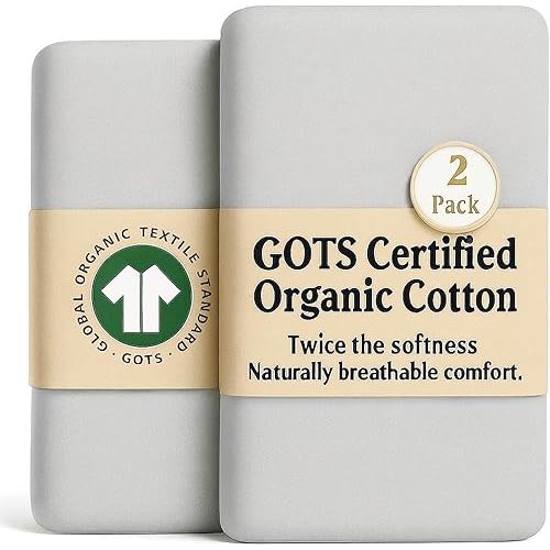 Organic Bassinet Sheets for Newton Baby Bassinet - 200GSM Plush & Soft Turkish Cotton for Newton Bassinet Sheets Maxi-COSI Iora, Koola Baby, Joy, Angelbliss, Kidsclub 2-Pack Bedside Sleeper Sheets
