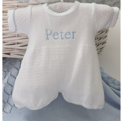Paty Boy Onesie, Monogram Take Home Romper, Knitted Layette Bubble, Baby Boy Personalized Outfit, Coming home outfit, Baby shower gift idea,