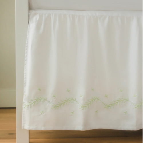 Embroidered Crib Skirt - Meadow