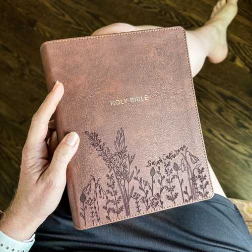 PERSONALIZED NKJV Journaling Bible - Holy Bible with Wildflowers - Add Your Name along the flowers - CUSTOM
