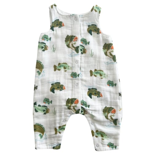 Muslin Sleeveless Romper, Bass Fishing