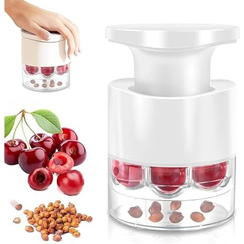 Cherry Pitter, 2025 New Multi Cherry Pitter Tool Pit Remover Quick 7-in-1 Cherry Pitters Tool Multiple Cherries Cherry Seed Remover (White)