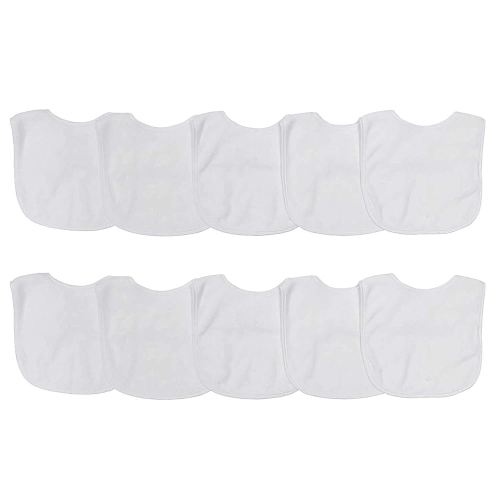 Neat Solutions 2-Ply Knit Terry Solid Color Feeder Bibs in White - 10 Count(Pack of 1)