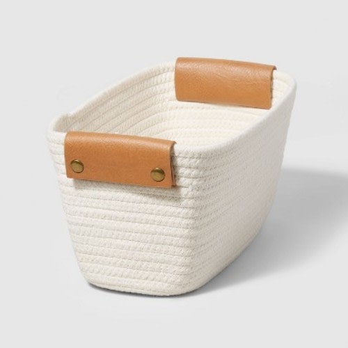 Small Oval Decorative Coiled Rope Basket - Brightroom™, Color: Cream