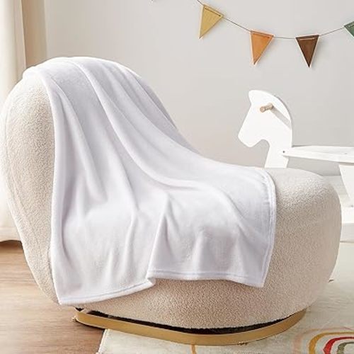 BEDELITE Baby Blankets for Boys and Girls 30" x 40", Soft Cozy Fuzzy Fleece Blanket for Kids Infant Newborn, Warm and Breathable Toddler Blanket for Crib Stroller Bed Travel, White