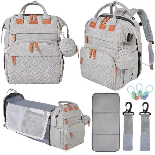 Orian Diaper Bag Backpack, Diaper Bag with Baby Changing Station, Large Travel Diaper Bag, Mosquito Net, USB Charging Port, Waterproof Unisex Baby Bag - 3 bonus gifts