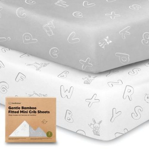 Keababies 2-pack Isla Mini Crib Sheets, Pack And Play Sheets Fitted, Pack N Play Sheets, Fitted Crib Sheet (abc Land)