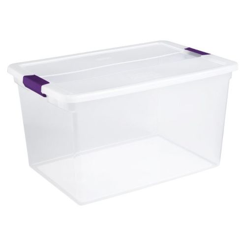 Sterilite 66qt Clearview Latch Box Clear With Purple Latches